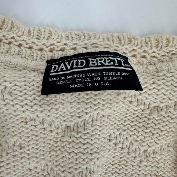 Vintage David Brett Cross Knit Cream Cardigan 90s woman’s size M - Picture 3 of 7